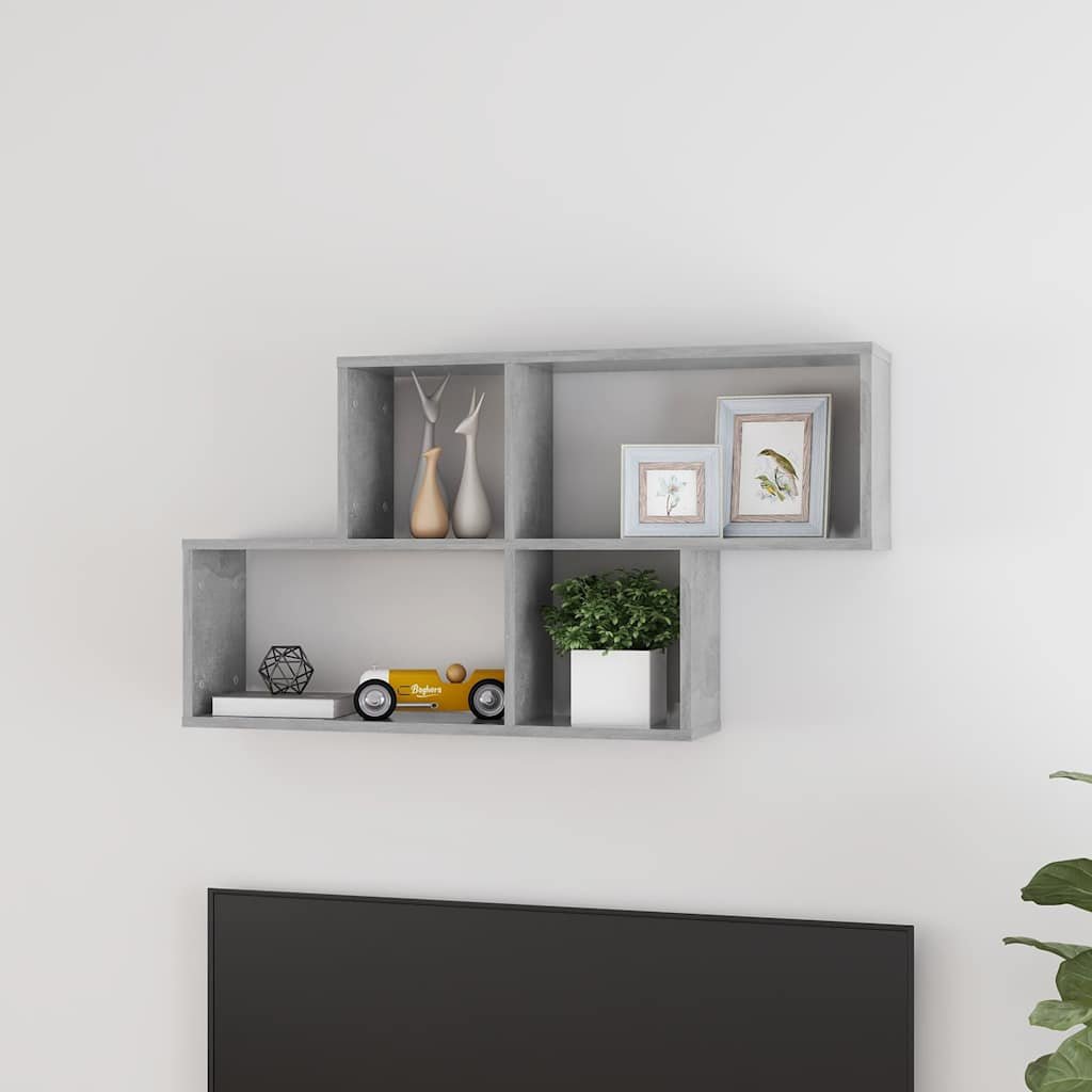 vidaXL Seinähylly betoninharmaa 100x18x53 cm tekninen puu