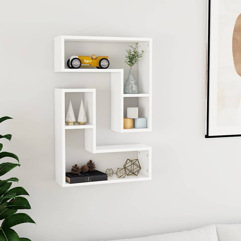 vidaXL Seinähyllyt 2 kpl valkoinen 50x15x50 cm tekninen puu
