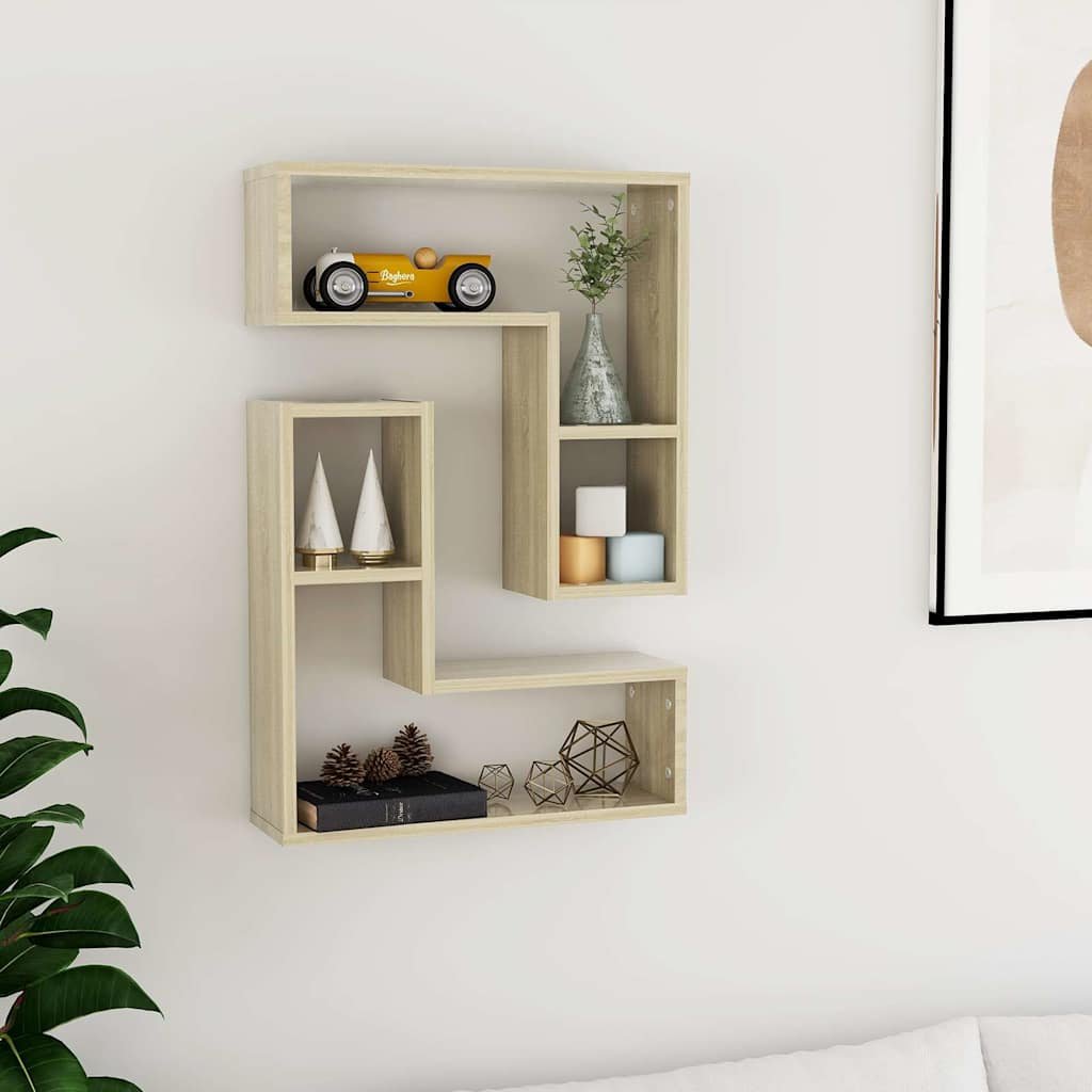 vidaXL Seinähyllyt 2 kpl Sonoma-tammi 50x15x50 cm tekninen puu