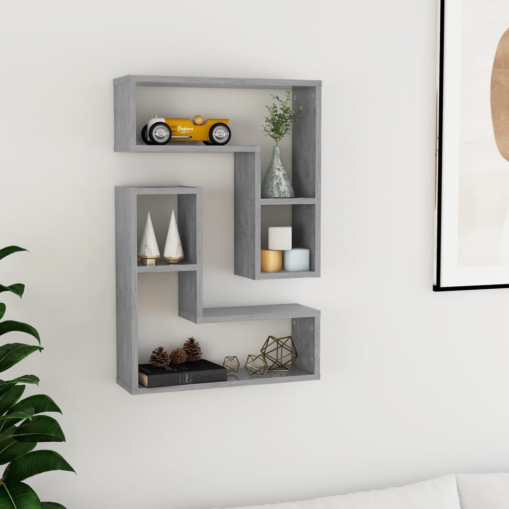 vidaXL Seinähyllyt 2 kpl betoninharmaa 50x15x50 cm tekninen puu