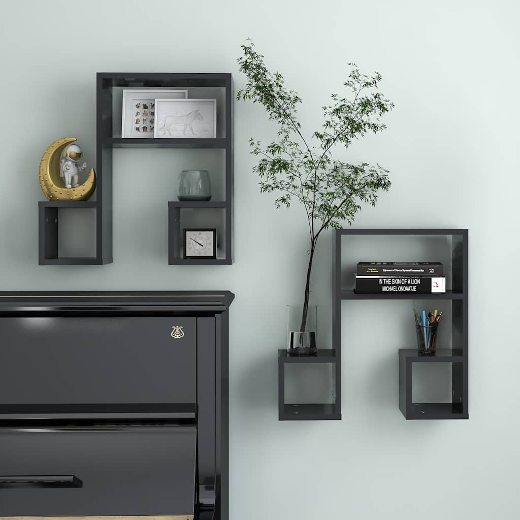 vidaXL Seinähyllyt 2 kpl harmaa 50x15x50 cm tekninen puu