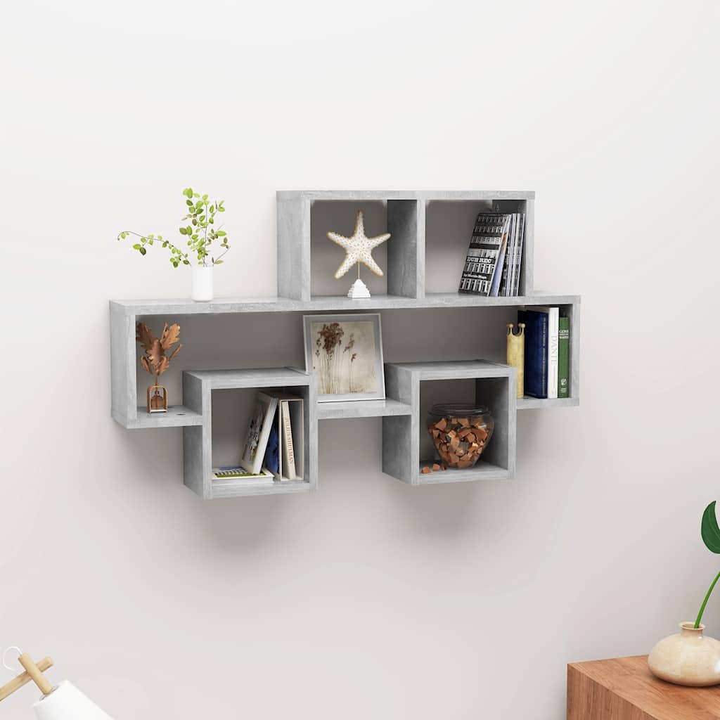 vidaXL Seinähylly autonmuotoinen betoninharm. 82x15x51 cm tekninen puu
