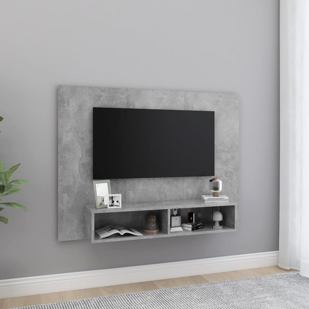 vidaXL TV-taso seinälle betoninharmaa 120x23,5x90 cm tekninen puu