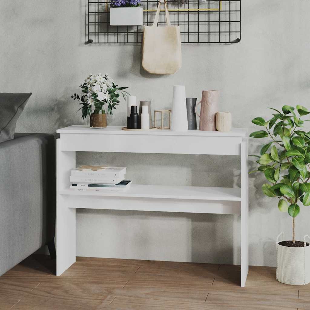 vidaXL Konsolipöytä valkoinen 102x30x80 cm tekninen puu