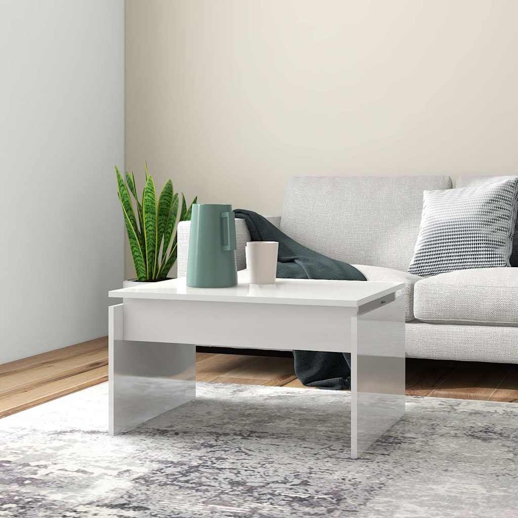vidaXL Sohvapöytä korkeakiilto valkoinen 68x50x38 cm tekninen puu