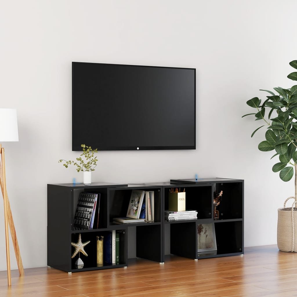 vidaXL TV-taso korkeakiilto musta 104x30x52 cm tekninen puu