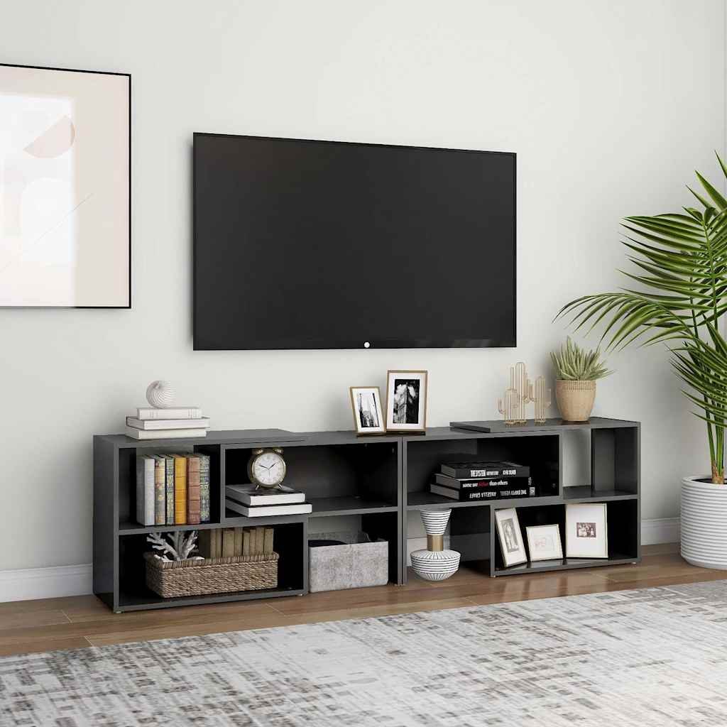 vidaXL TV-taso korkeakiilto harmaa 149x30x52 cm tekninen puu