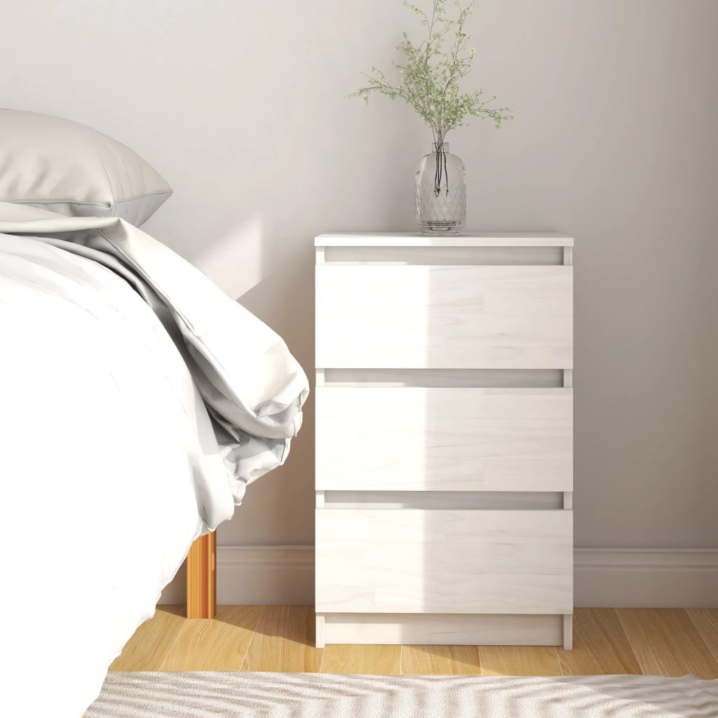 vidaXL Yöpöytä valkoinen 40x29,5x64 täysi mänty
