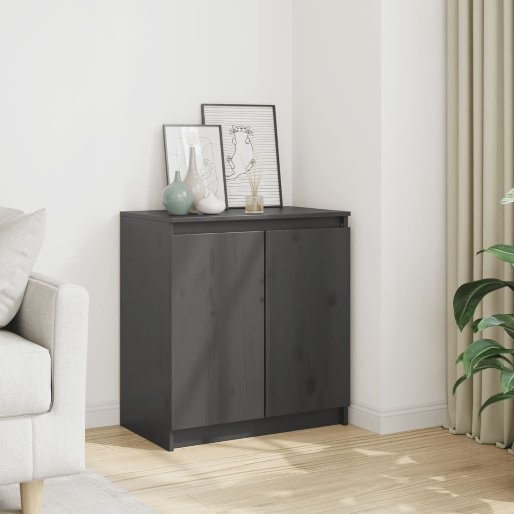 vidaXL Sivukaappi harmaa 60x36x65 cm täysi mänty