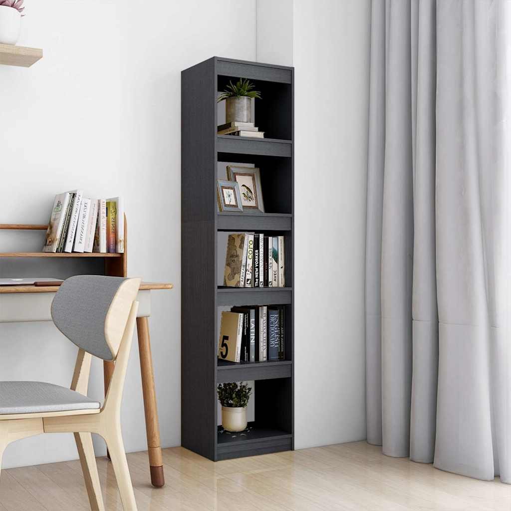 vidaXL Kirjahylly/tilanjakaja harmaa 40x30x167,5 cm täysi mänty