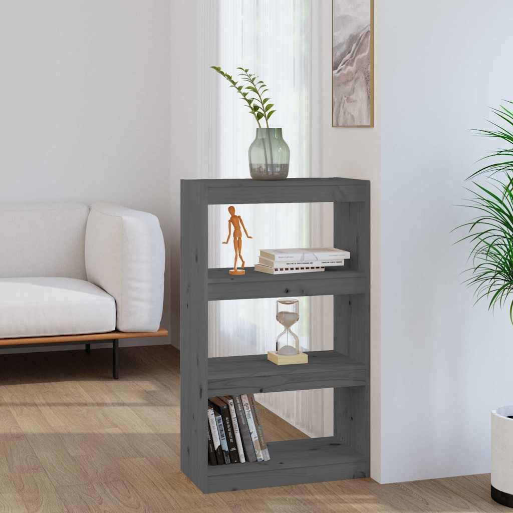 vidaXL Kirjahylly/tilanjakaja harmaa 60x30x103,5 cm täysi mänty