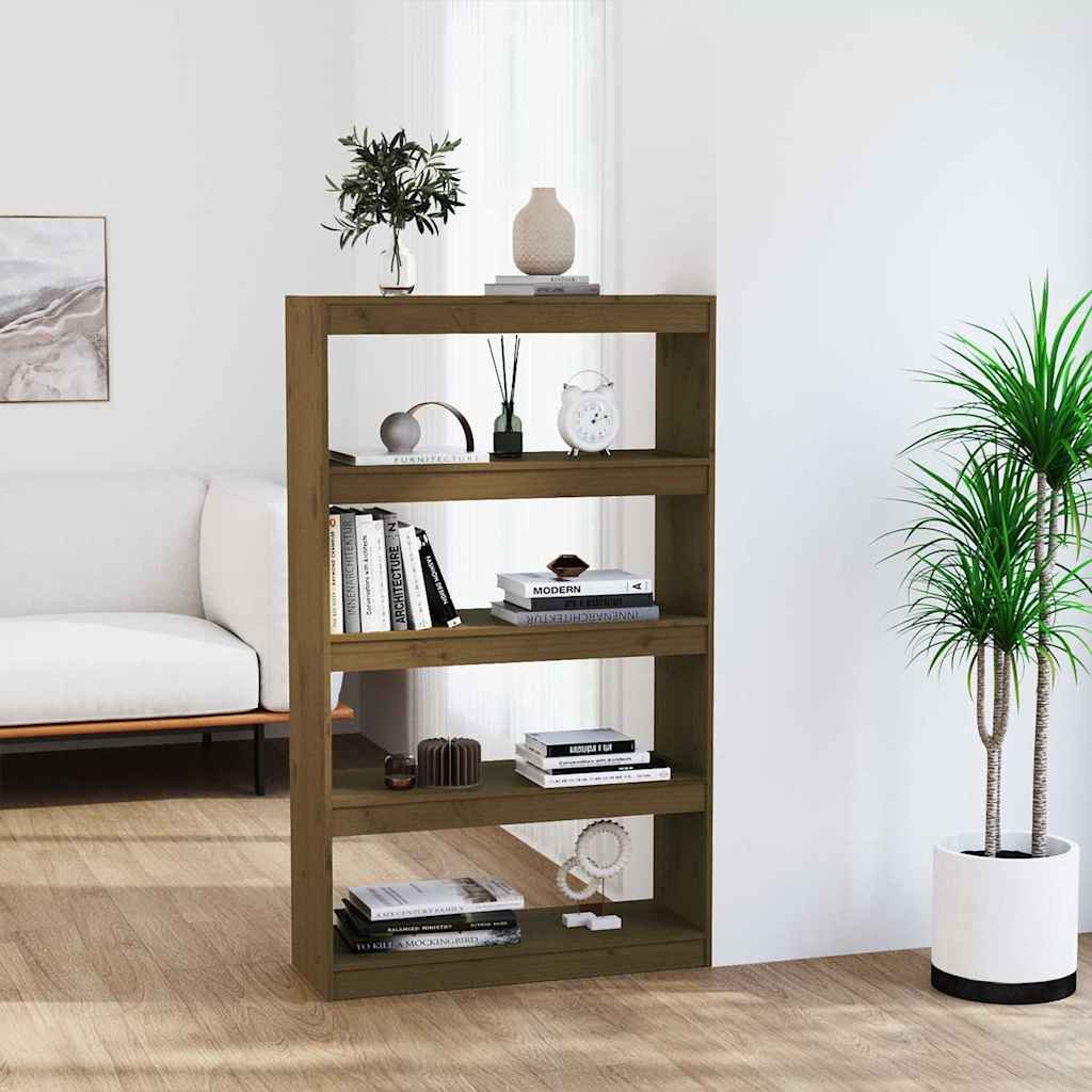 vidaXL Kirjahylly/tilanjakaja hunajanruskea 80x30x135,5 cm täysi mänty