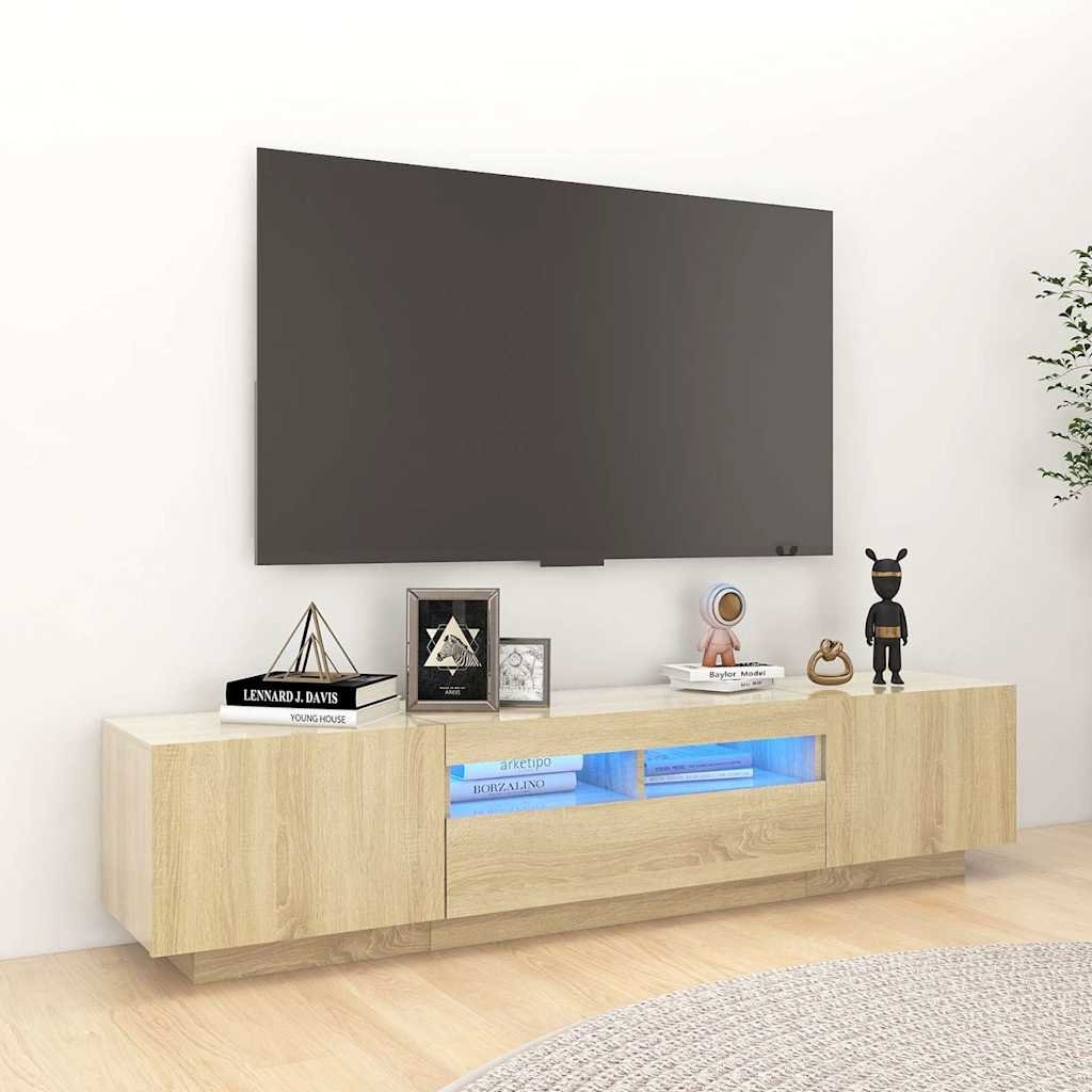 vidaXL TV-taso LED-valoilla Sonoma-tammi 180x35x40 cm