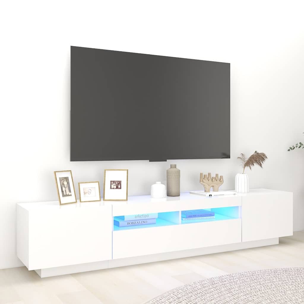 vidaXL TV-taso LED-valoilla valkoinen 200x35x40 cm