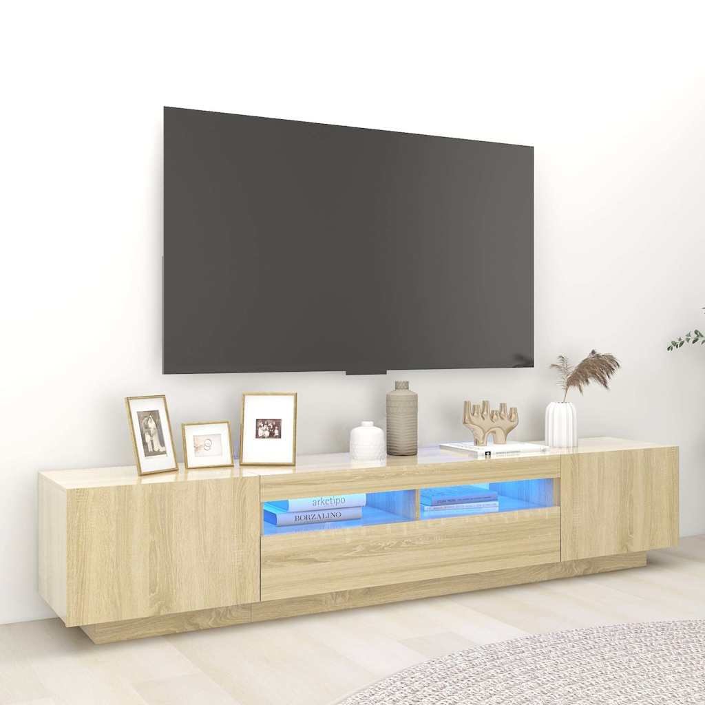 vidaXL TV-taso LED-valoilla Sonoma-tammi 200x35x40 cm