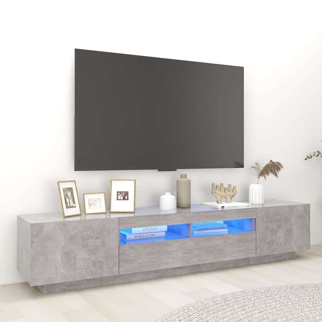 vidaXL TV-taso LED-valoilla betoninharmaa 200x35x40 cm