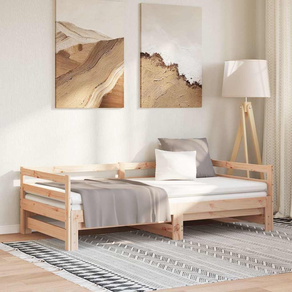 vidaXL Päivävuode ulosvedettävä täysi mänty 2x (90x200) cm
