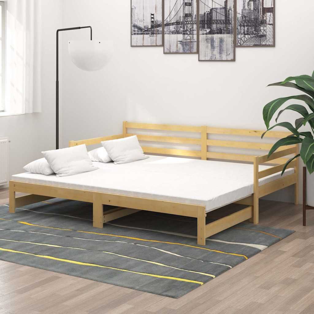 vidaXL Päivävuode ulosvedettävä täysi mänty 2x (90x200) cm