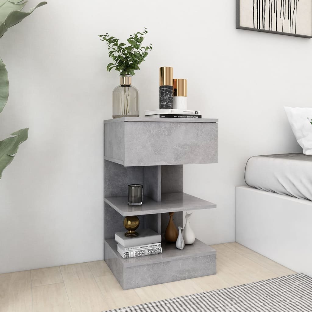 vidaXL Yöpöytä betoninharmaa 40x35x65 cm tekninen puu