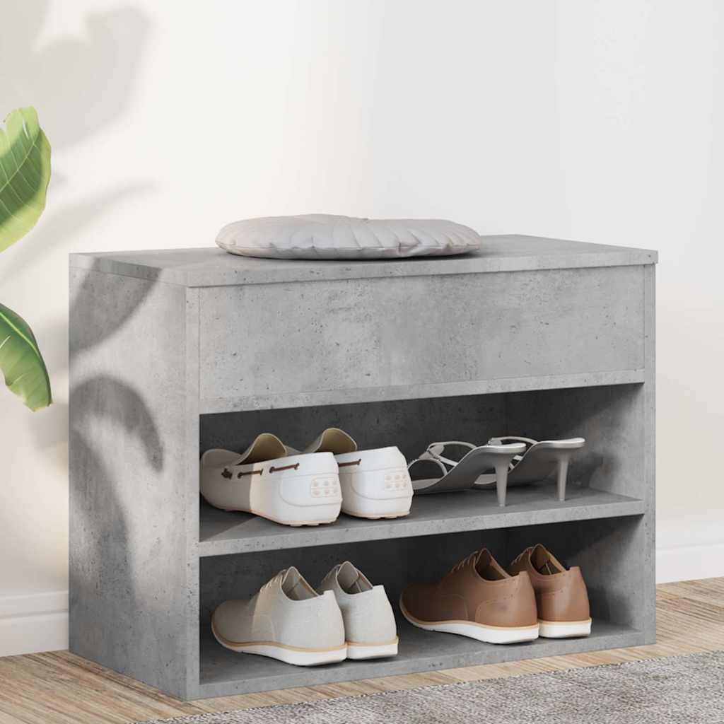 vidaXL Kenkien säilytyspenkki betoninharmaa 60x30x45 cm tekninen puu