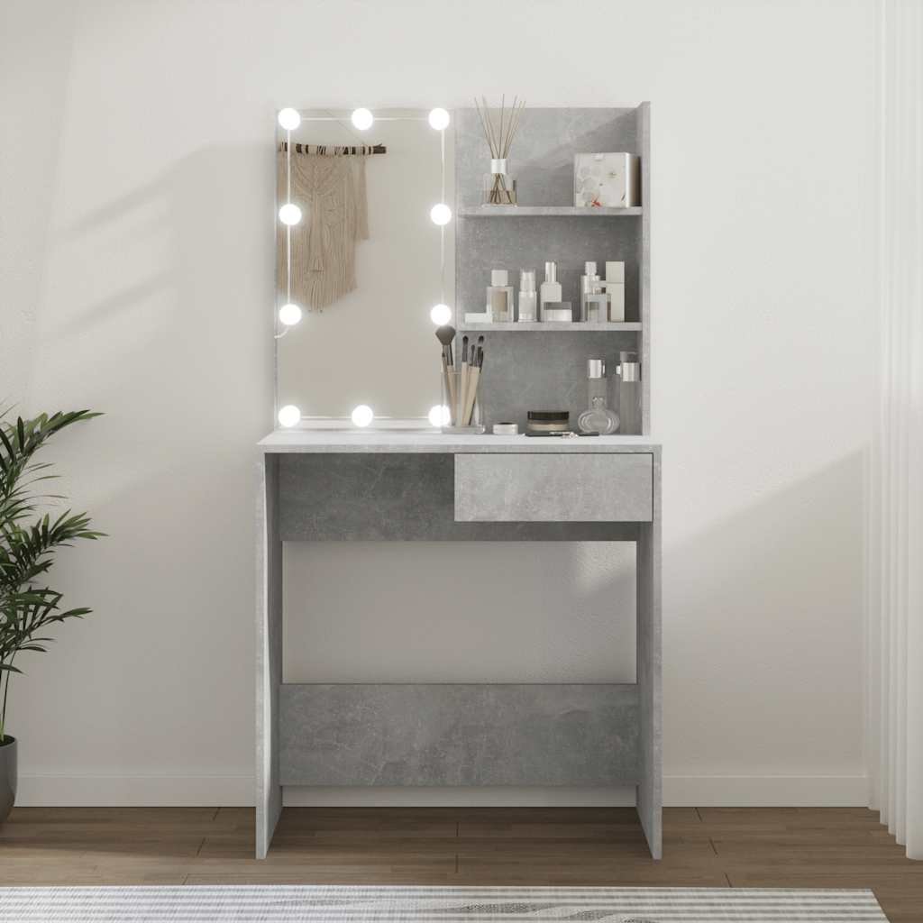 VidaXL Peilipöytä LED-valoilla betoninharmaa 74,5x40x141 cm