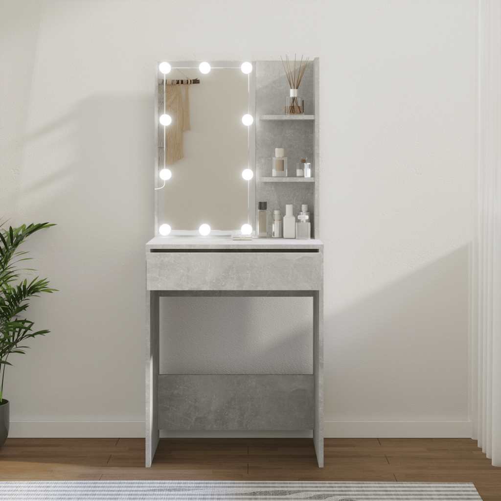 VidaXL Peilipöytä LED-valoilla betoninharmaa 60x40x140 cm