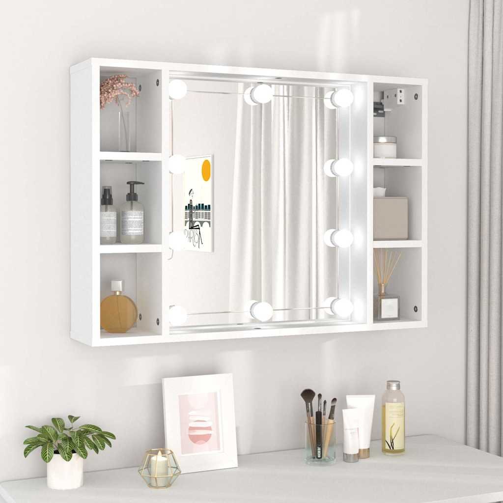 vidaXL Peilikaappi LED-valoilla valkoinen 76x15x55 cm