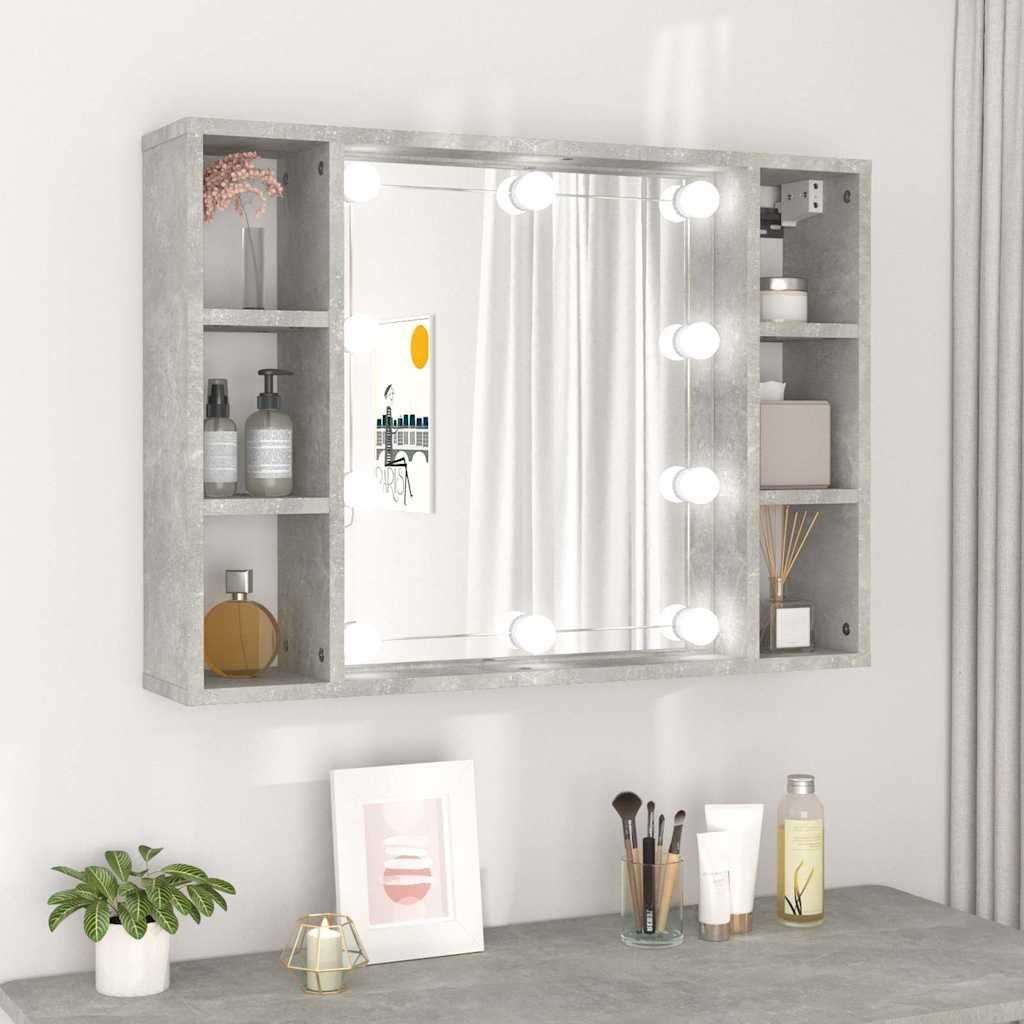 vidaXL Peilikaappi LED-valoilla betoninharmaa 76x15x55 cm