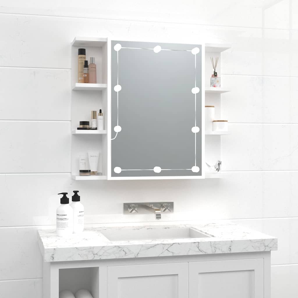 vidaXL Peilikaappi LED-valoilla valkoinen 70x16,5x60 cm