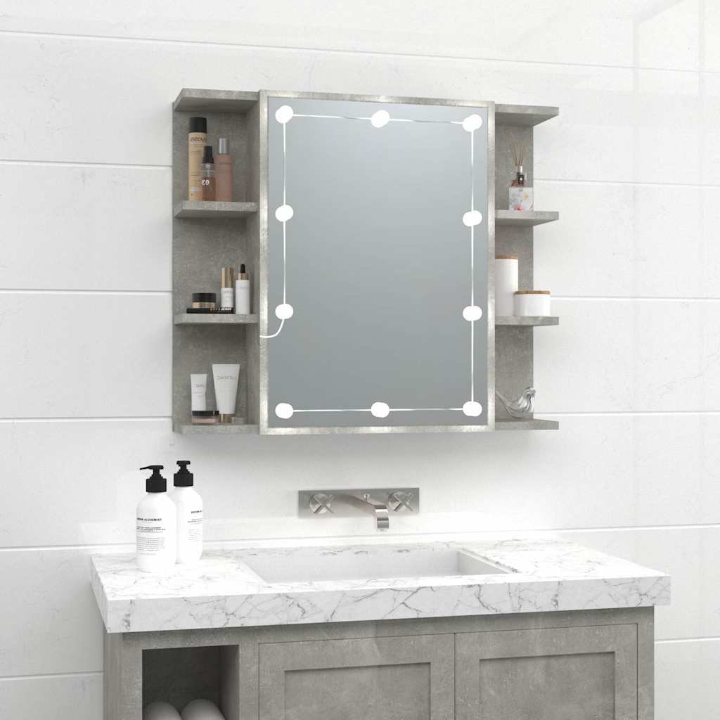 vidaXL Peilikaappi LED-valoilla betoninharmaa 70x16,5x60 cm