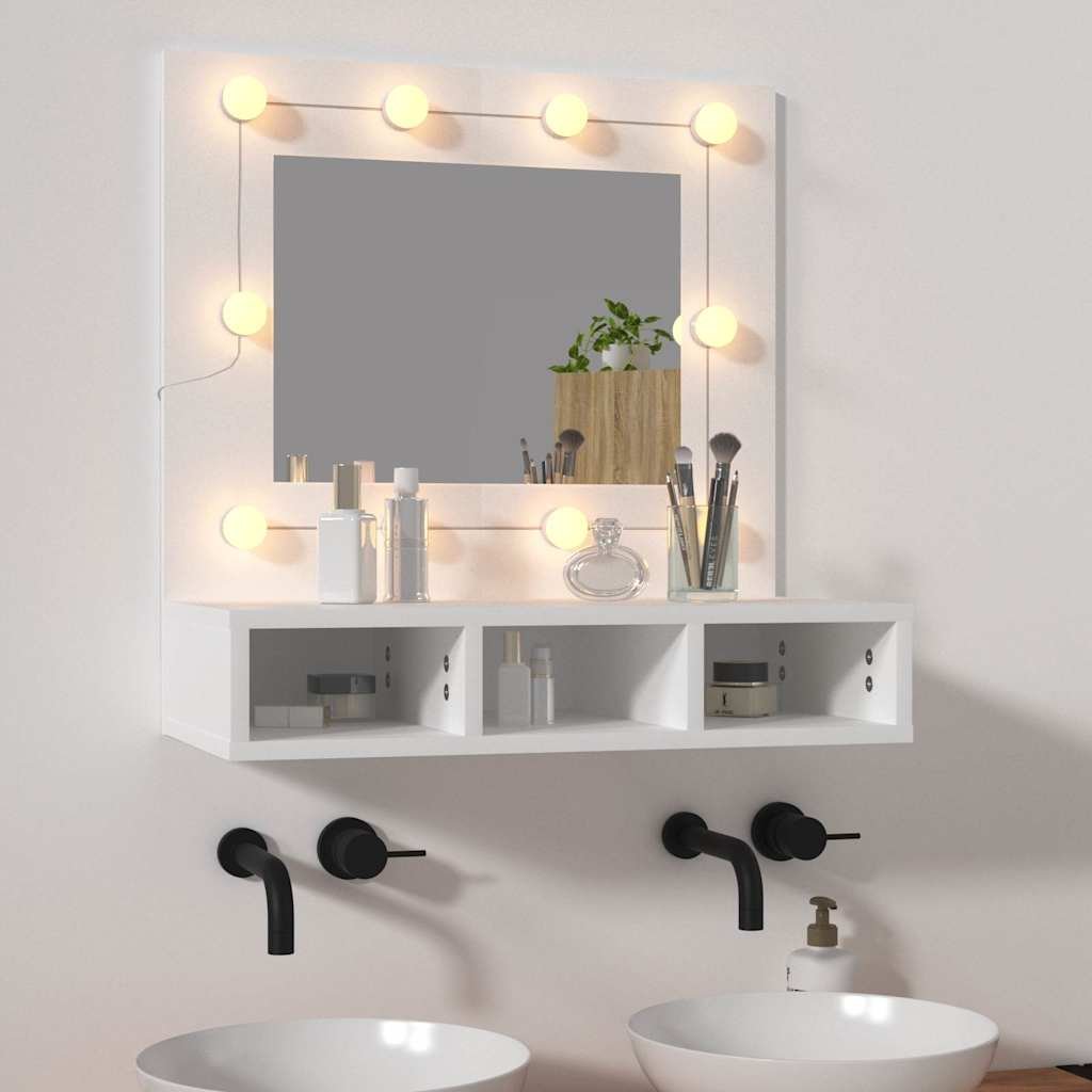 vidaXL Peilikaappi LED-valoilla valkoinen 60x31,5x62 cm