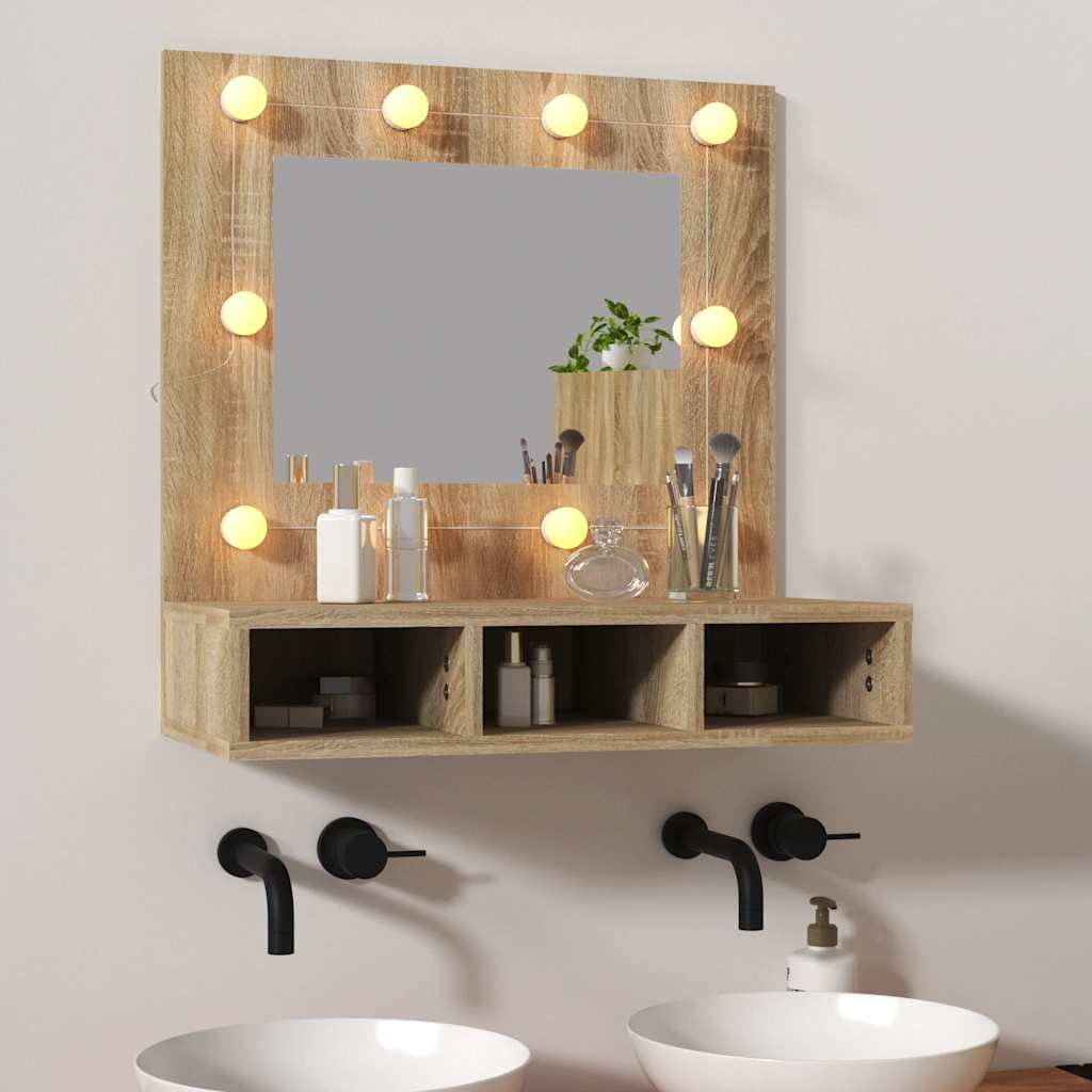 vidaXL Peilikaappi LED-valoilla Sonoma-tammi 60x31,5x62 cm