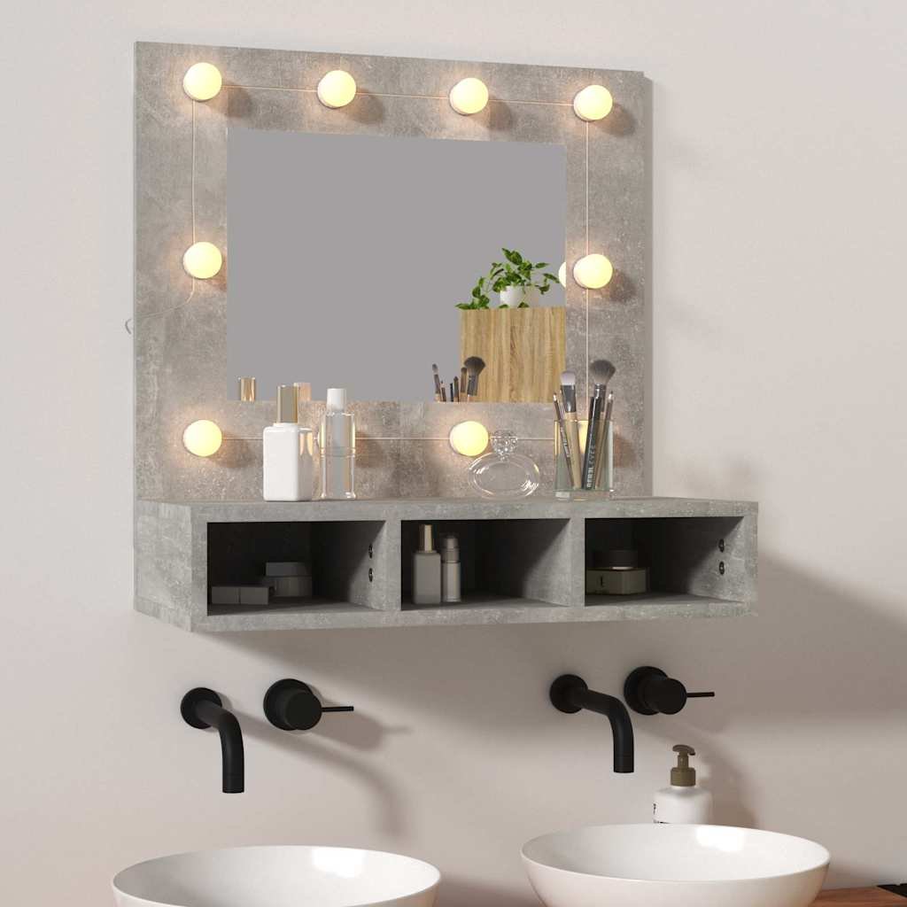 vidaXL Peilikaappi LED-valoilla betoninharmaa 60x31,5x62 cm