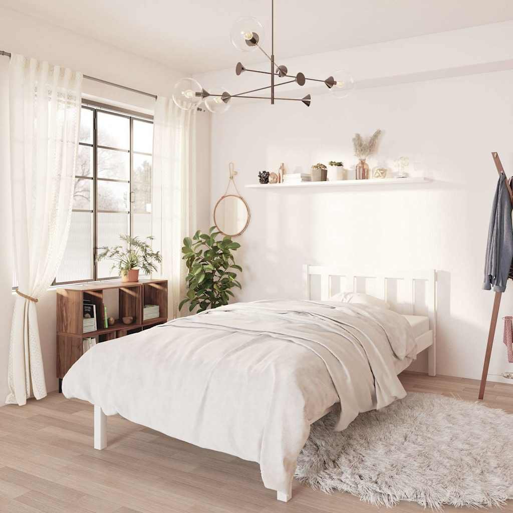 vidaXL Sängynrunko valkoinen täysi mänty 90x190 cm Single