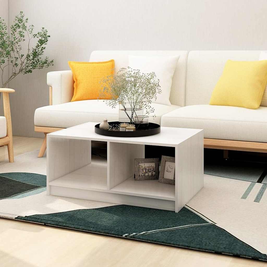 vidaXL Sohvapöytä valkoinen 75x50x33,5 cm täysi mänty