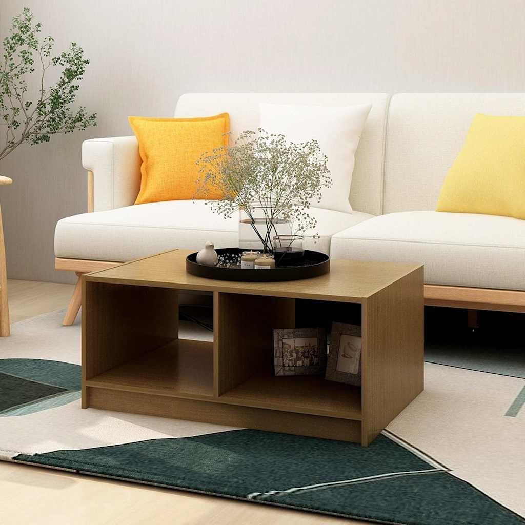 vidaXL Sohvapöytä hunajanruskea 75x50x33,5 cm täysi mänty