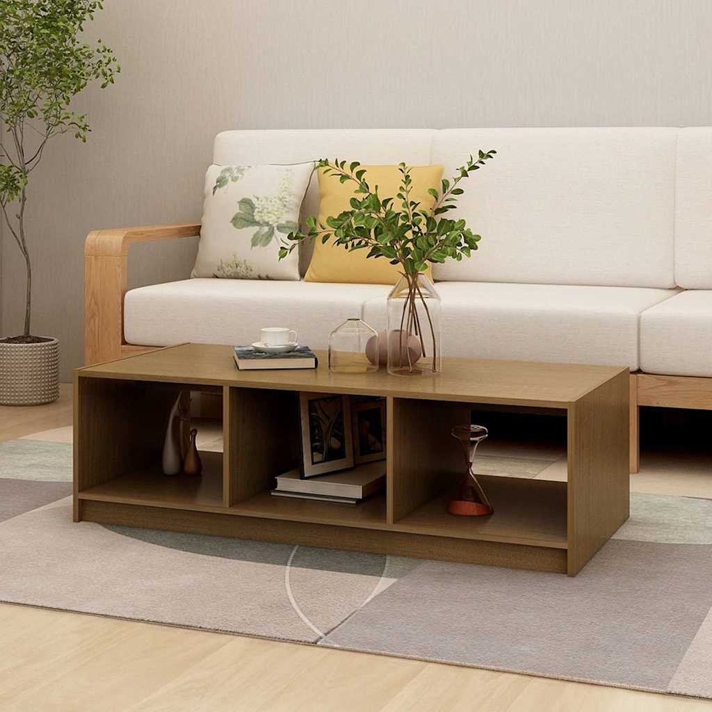 vidaXL Sohvapöytä hunajanruskea 110x50x34 cm täysi mänty