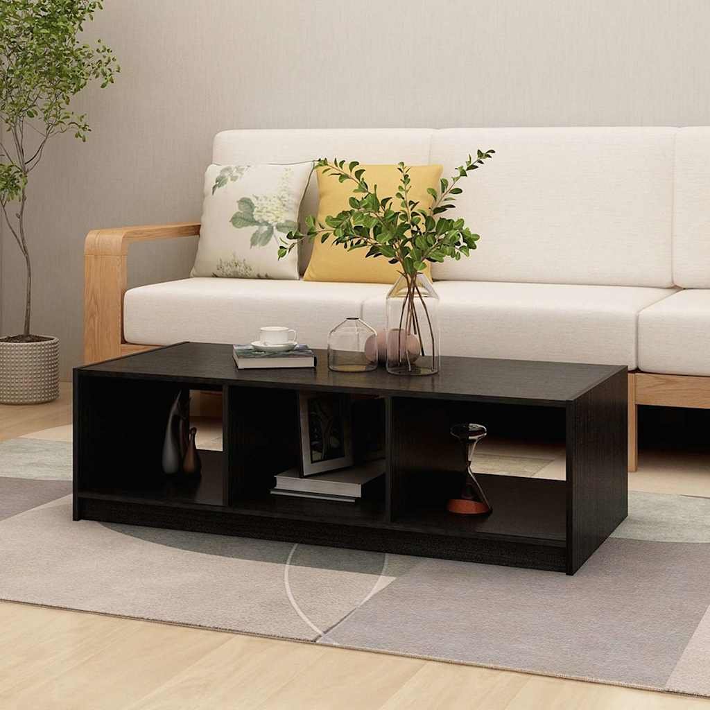 vidaXL Sohvapöytä musta 110x50x34 cm täysi mänty