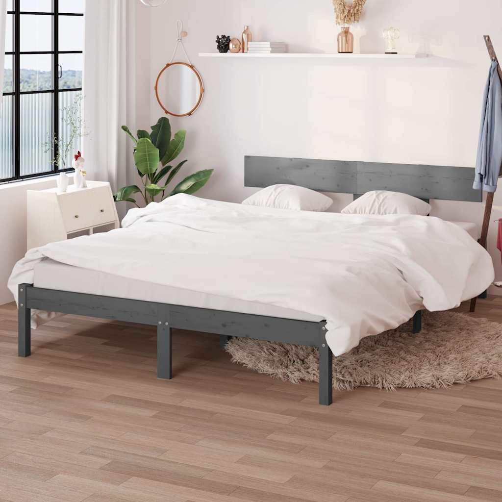 vidaXL Sängynrunko harmaa täysi mänty 200 x 200 cm