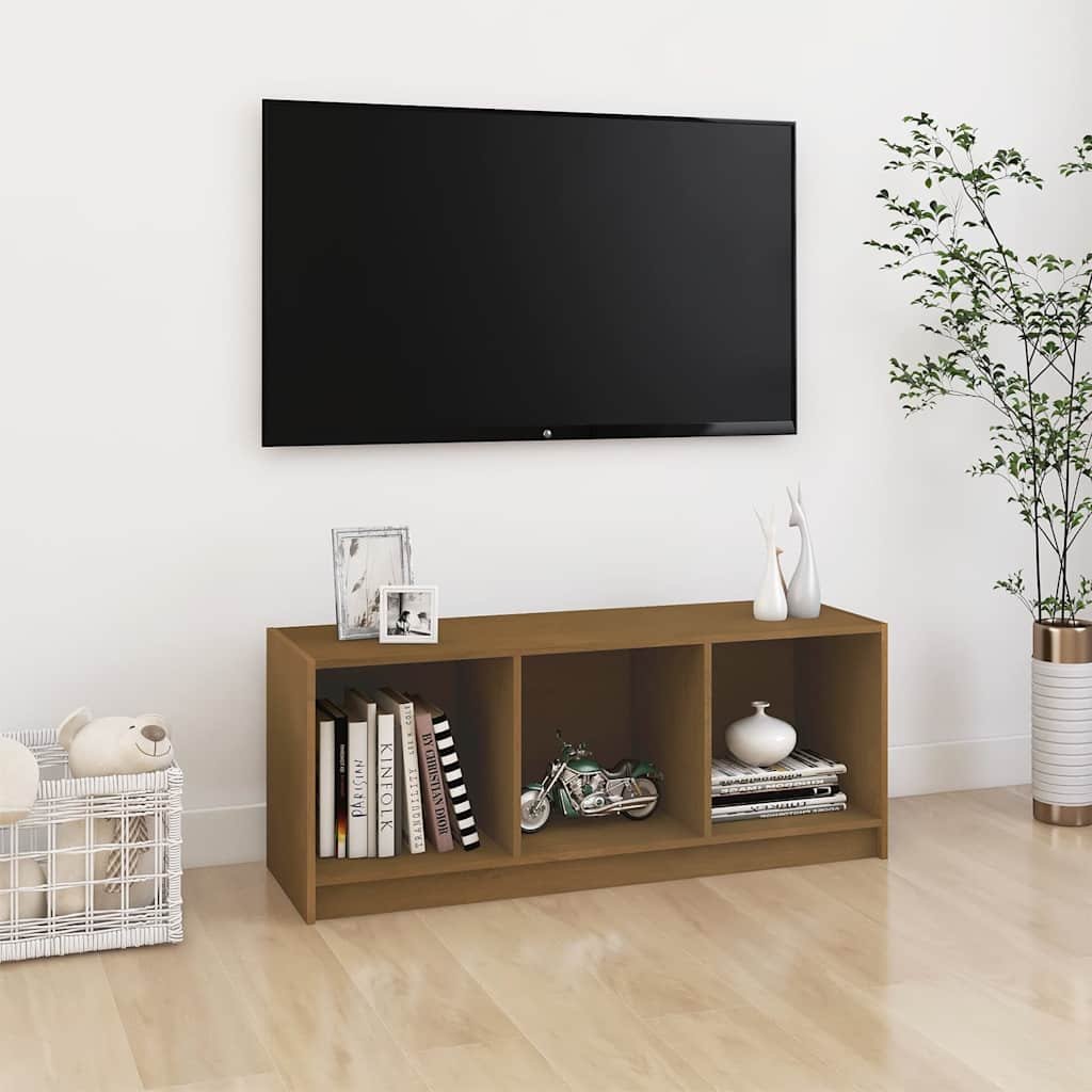 vidaXL TV-taso hunajanruskea 104x33x41 cm täysi mänty