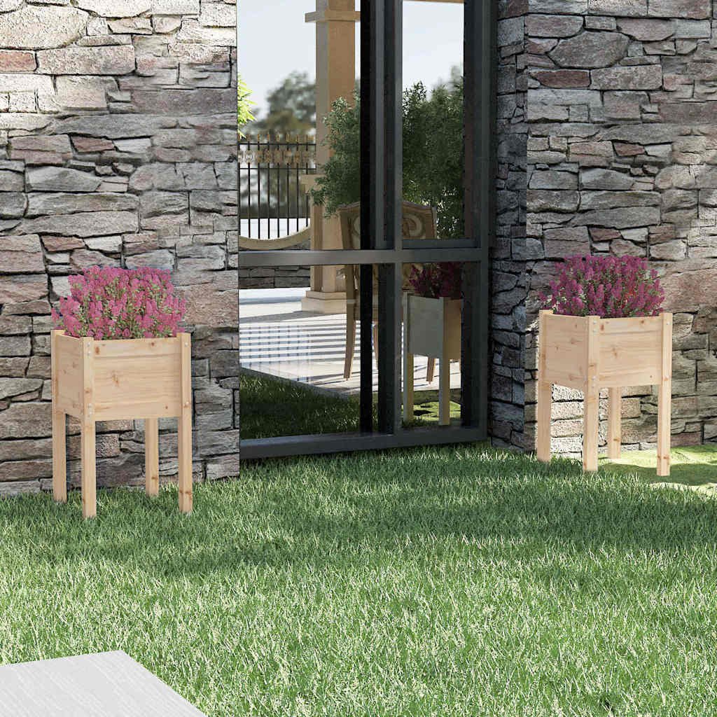 vidaXL Puutarhan kukkalaatikot 2 kpl 40x40x70 cm täysi mänty