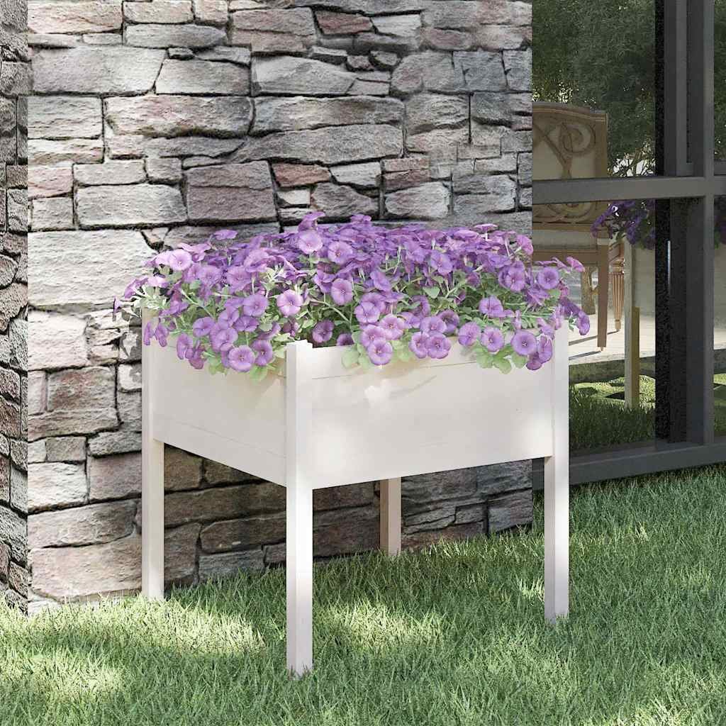 vidaXL Ulkokukkalaatikko valkoinen 70x70x70 cm täysi mänty