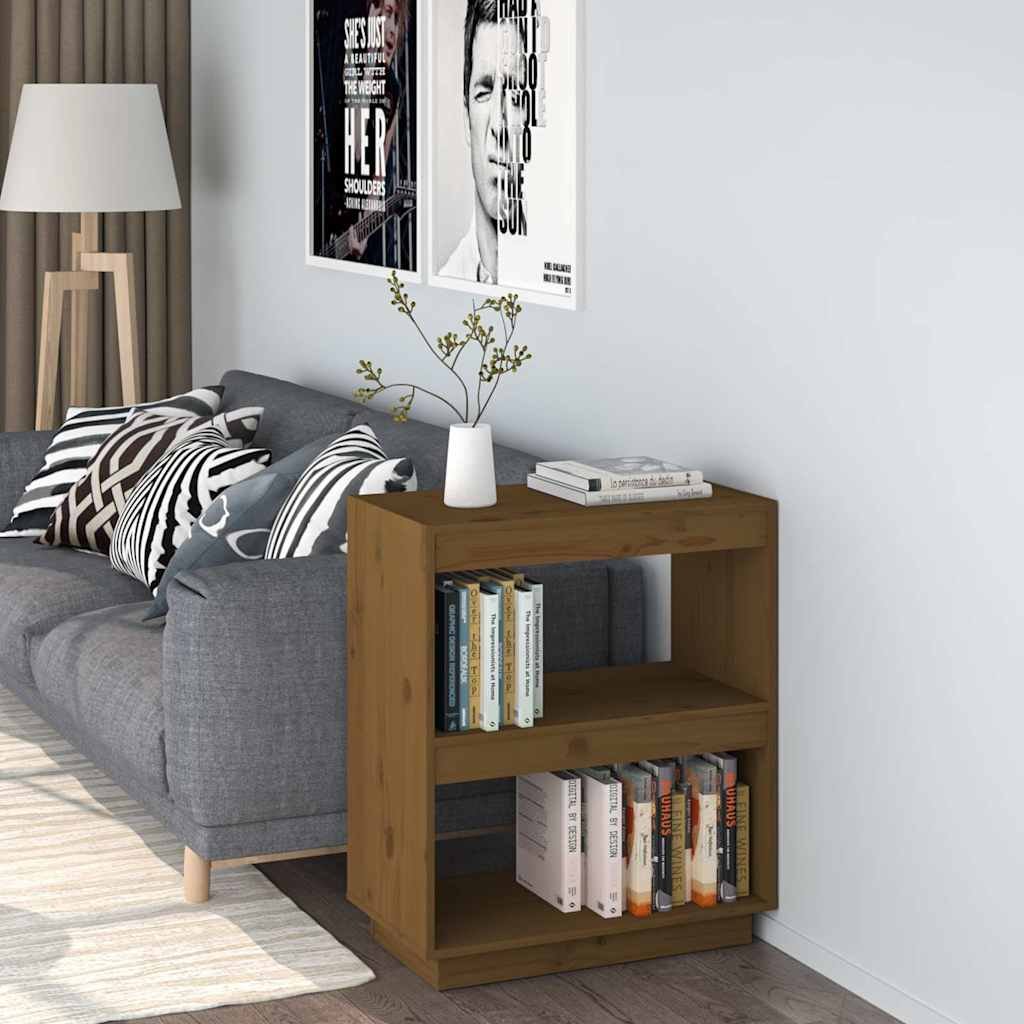 vidaXL Kirjahylly hunajanruskea 60x35x71 cm täysi mänty