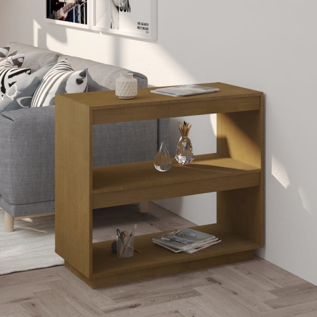 vidaXL Kirjahylly hunajanruskea 80x35x71 cm täysi mänty