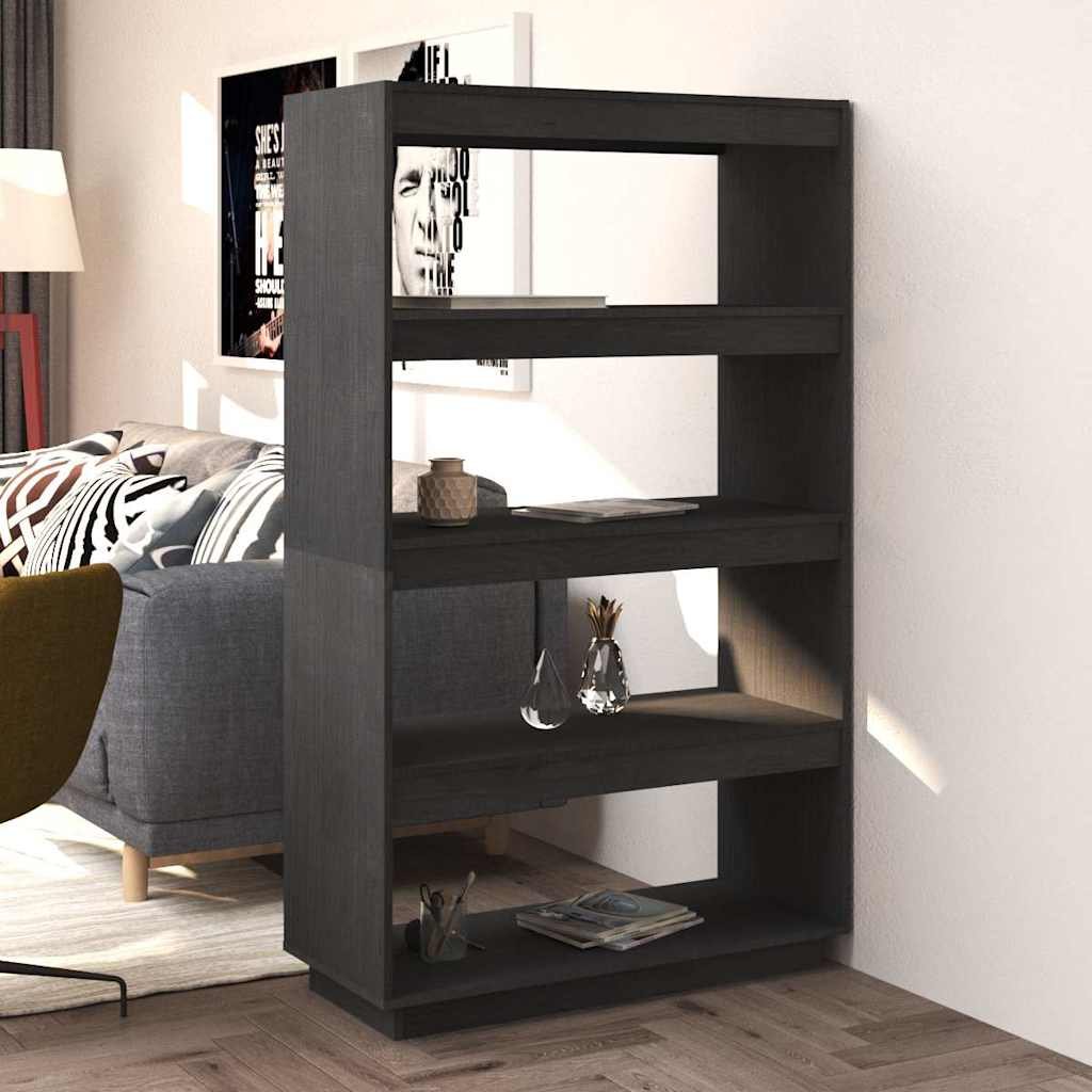 vidaXL Kirjahylly/tilanjakaja harmaa 80x35x135 cm täysi mänty