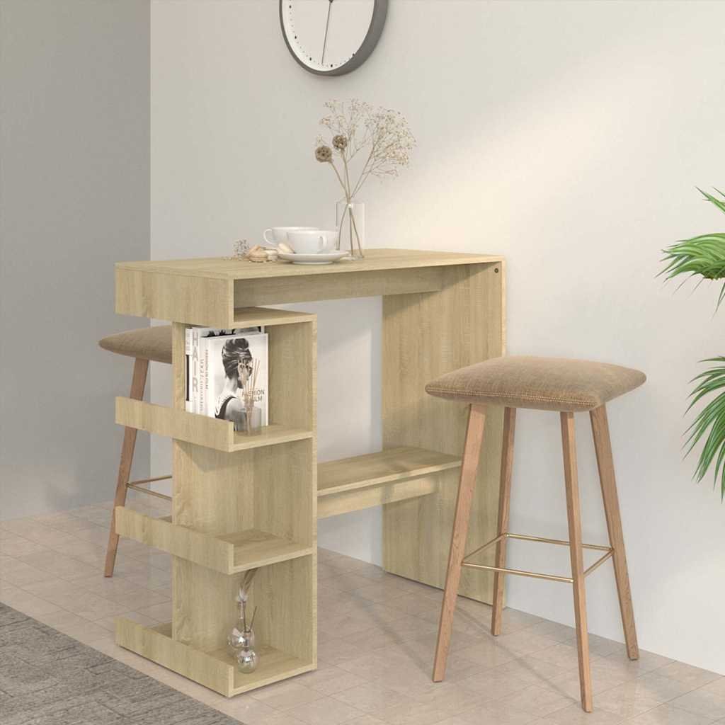 vidaXL Baaripöytä telineellä Sonoma-tammi 100x50x101,5 cm tekninen puu