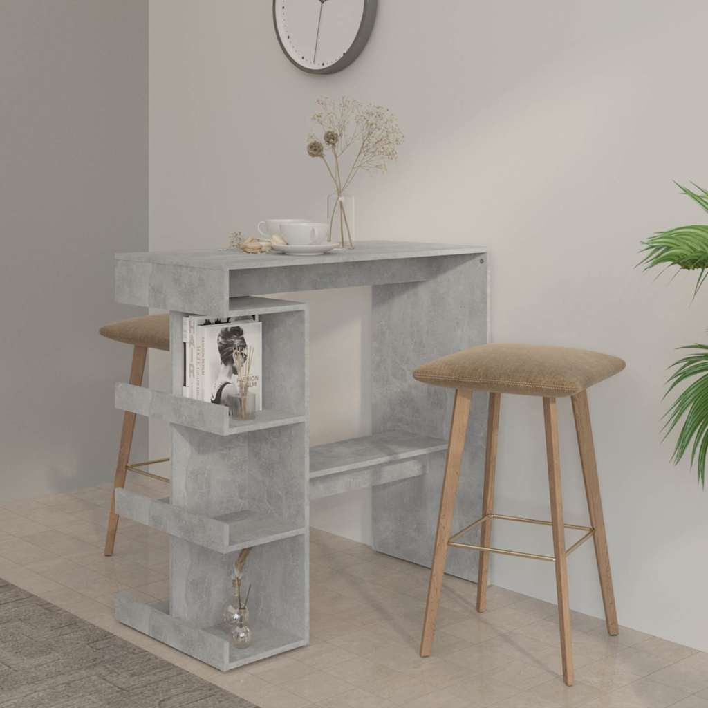vidaXL Baaripöytä telineellä betoninharm. 100x50x101,5 cm tekninen puu