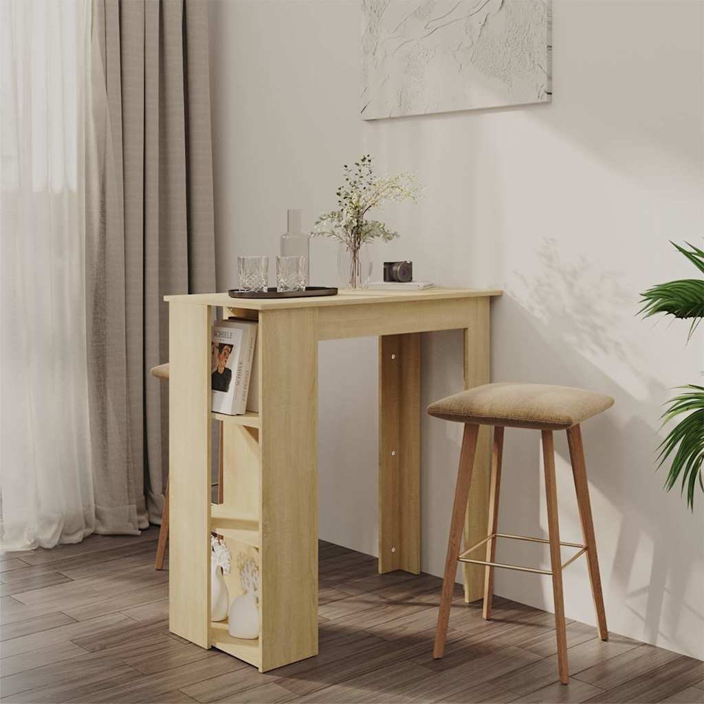vidaXL Baaripöytä hyllyllä Sonoma-tammi 102x50x103,5 cm tekninen puu