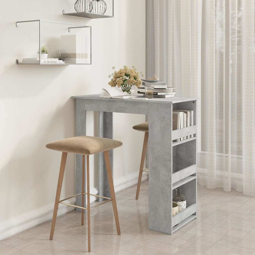 vidaXL Baaripöytä säilytystelineellä betoninharmaa 102x50x103,5 cm