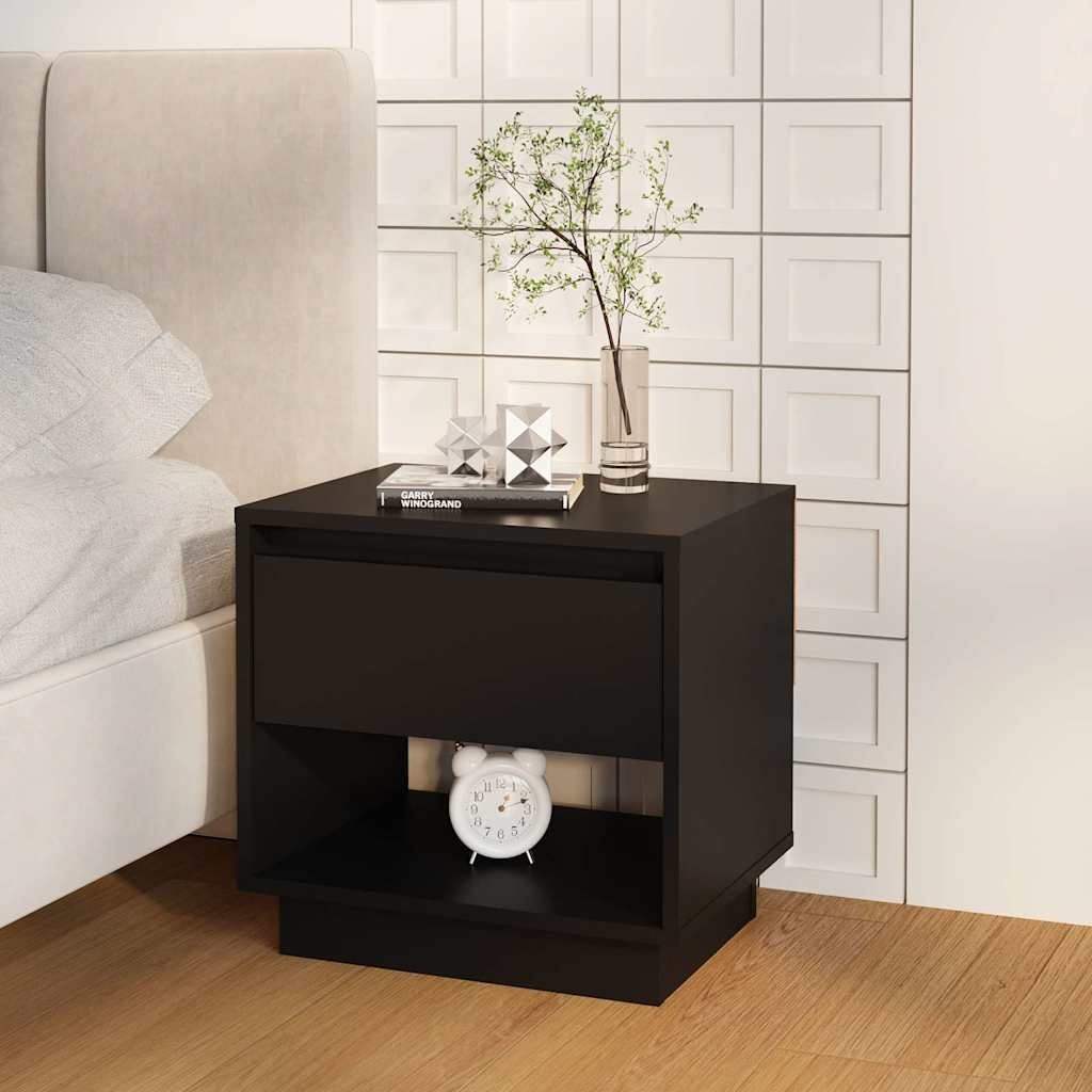 vidaXL Yöpöytä musta 45x34x44 cm lastulevy